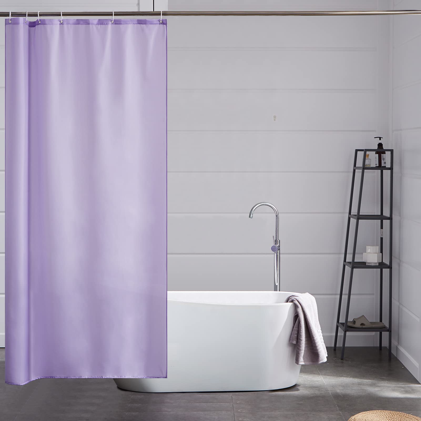 Cortinas Baño Blanca Antimoho Antibacteriano Impermeable Poliester Tela Lisa Lavable, con 12 Ganchos Plásticos, 180x200 Cortina. — view 116