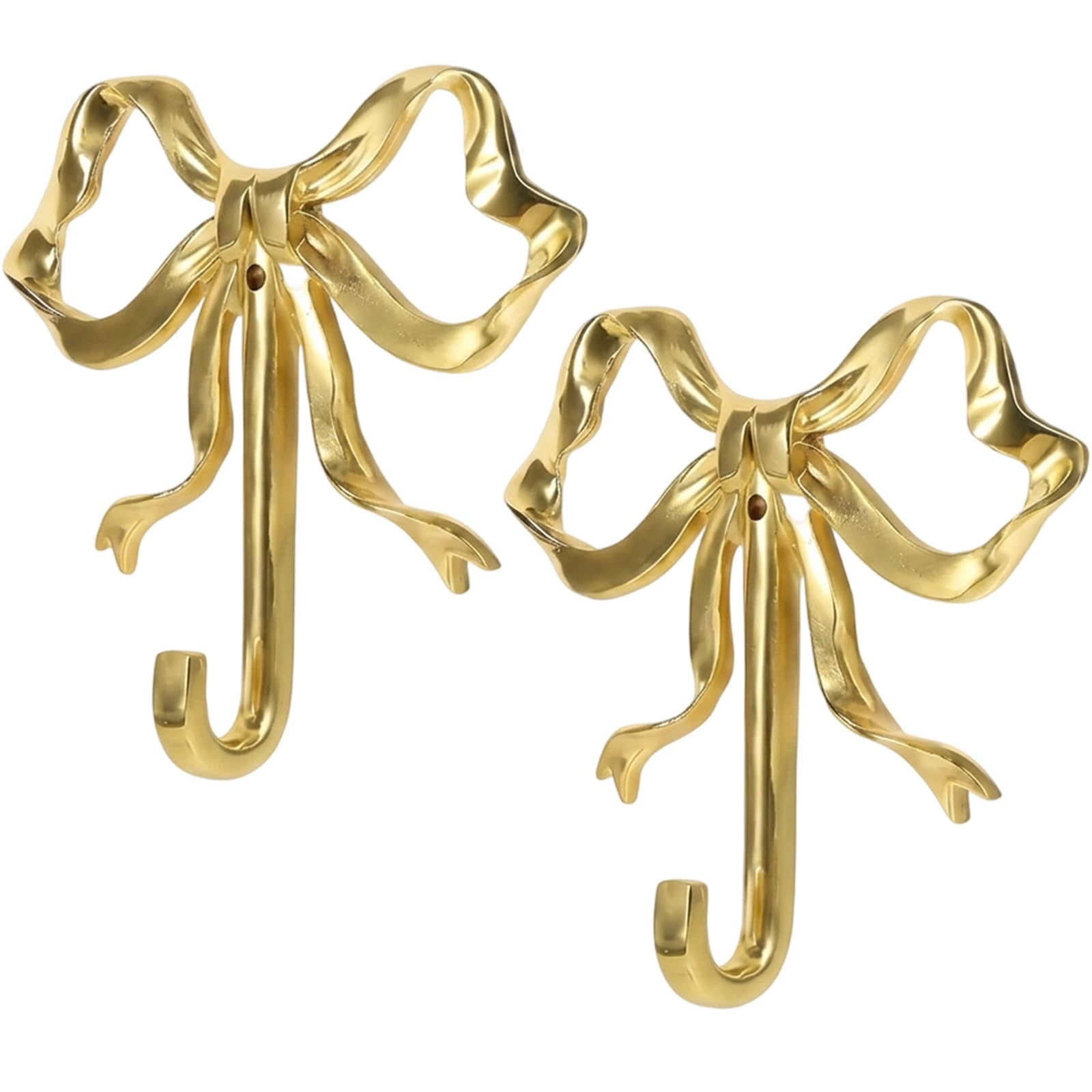XZSKD Gold Hooks, 2 Pieces Decorative Bow Knot Wall Hooks for Entryway Organisation and Small Space Storage, Gold Coat Hooks with Mounting Hardware for Farmhouse-Style Home Decor
