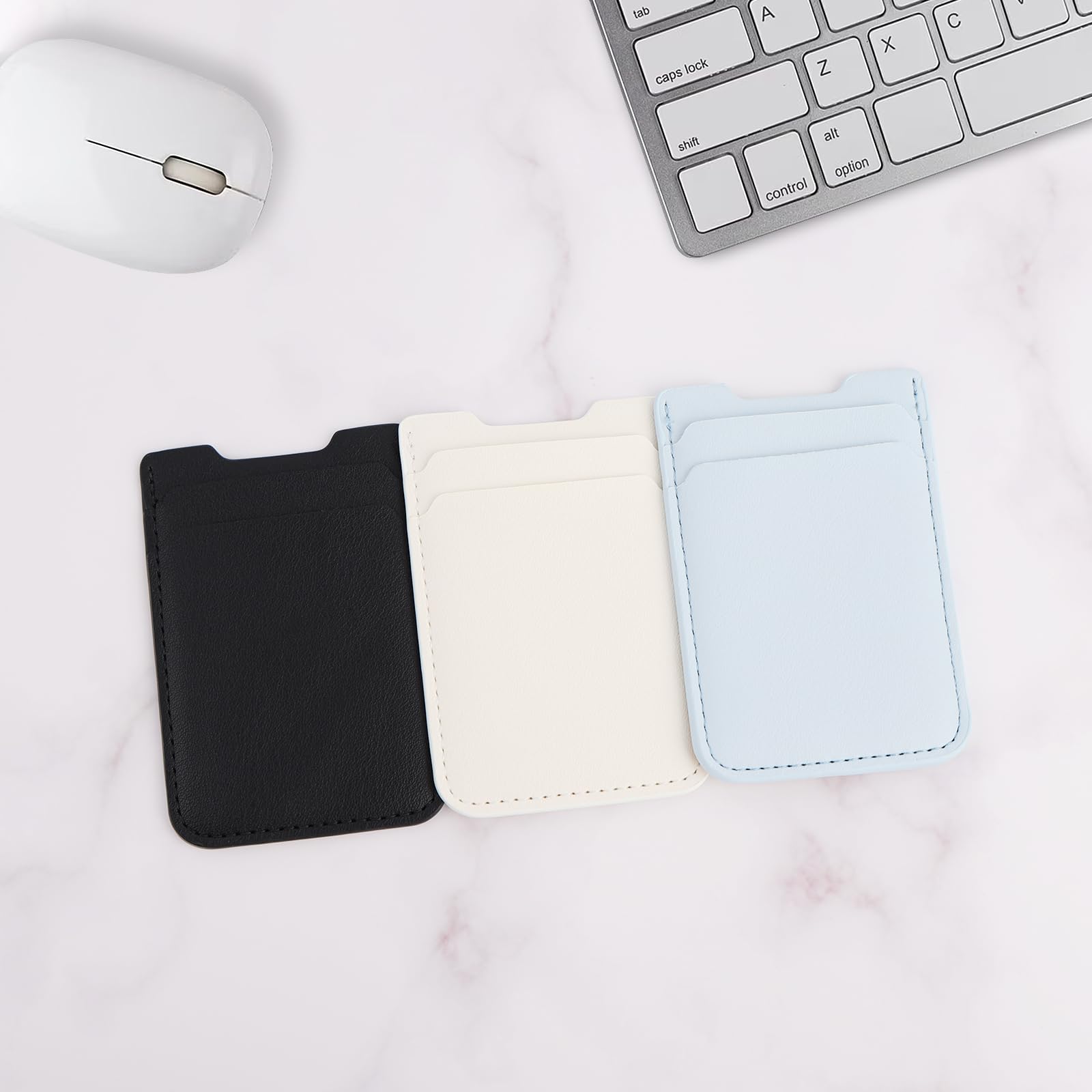 Fulgamo Cartera para teléfono Adhesiva, Paquete de 3 Soportes para Tarjetas de teléfono para Funda de teléfono, Cartera Adhesiva de Cuero para Tarjetas de crédito, Doble Bolsillo, calcomanía Trasera