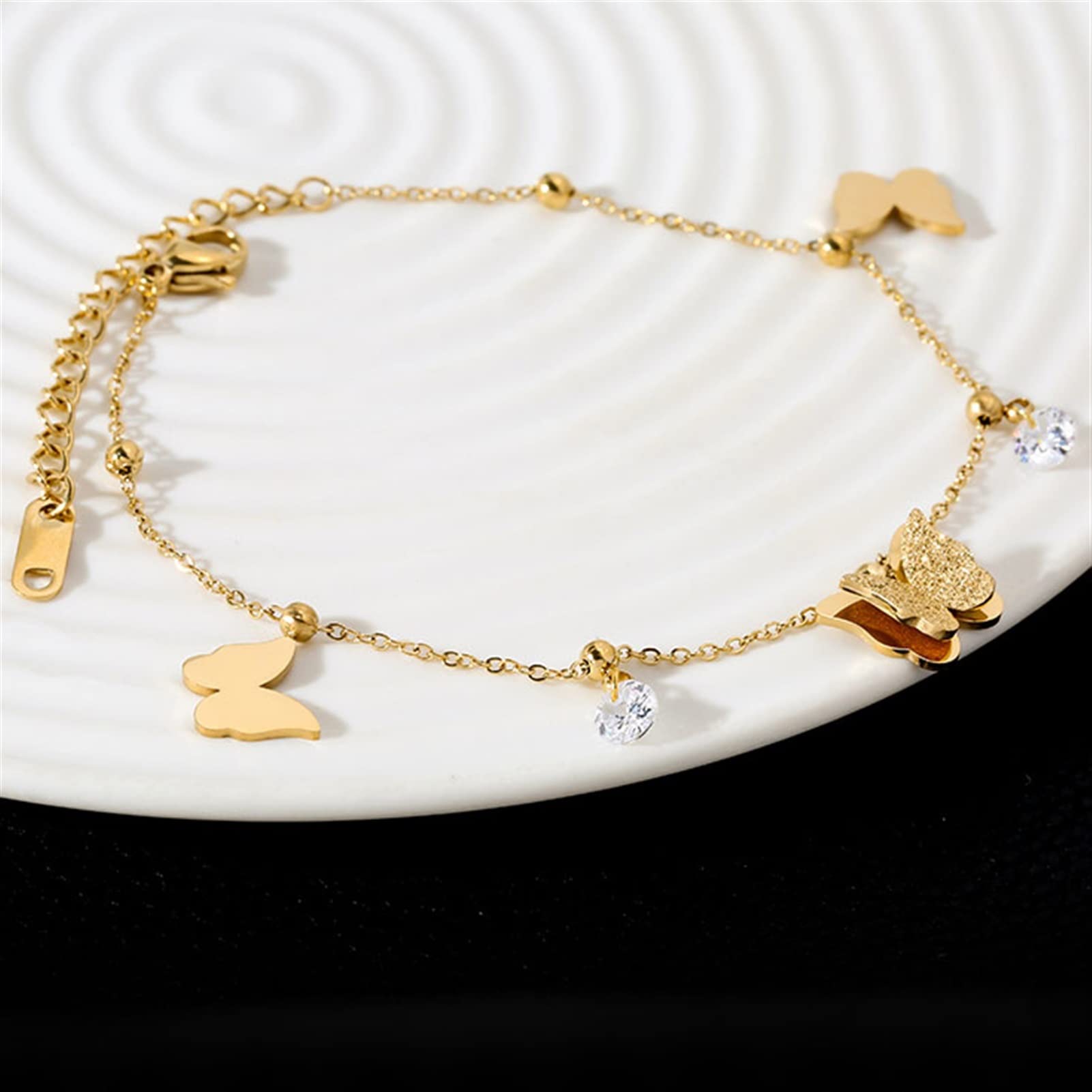 Tobillera/Tobilleras Tobillera para Mujer, Tobillera Simple chapada en Oro Amarillo de 18 Quilates, Apta para Cualquier ocasión, Pulseras de Tobillo