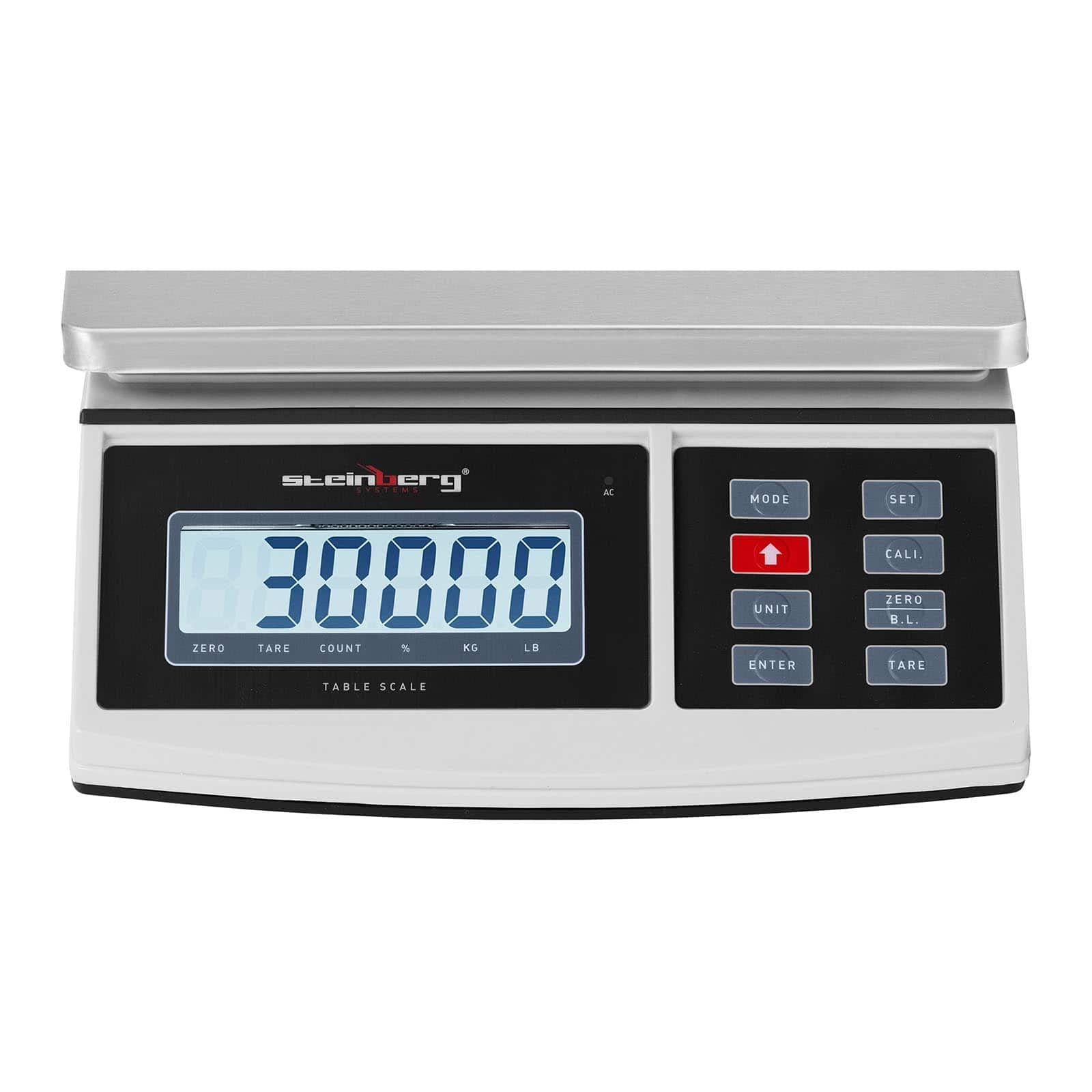Steinberg Systems Balanza De Mesa Báscula Digital SBS-TW-30C (Rango de pesaje de 5 g a 30 kg, Precisión: 1 g, 21 x 27 cm, Pantalla LCD)