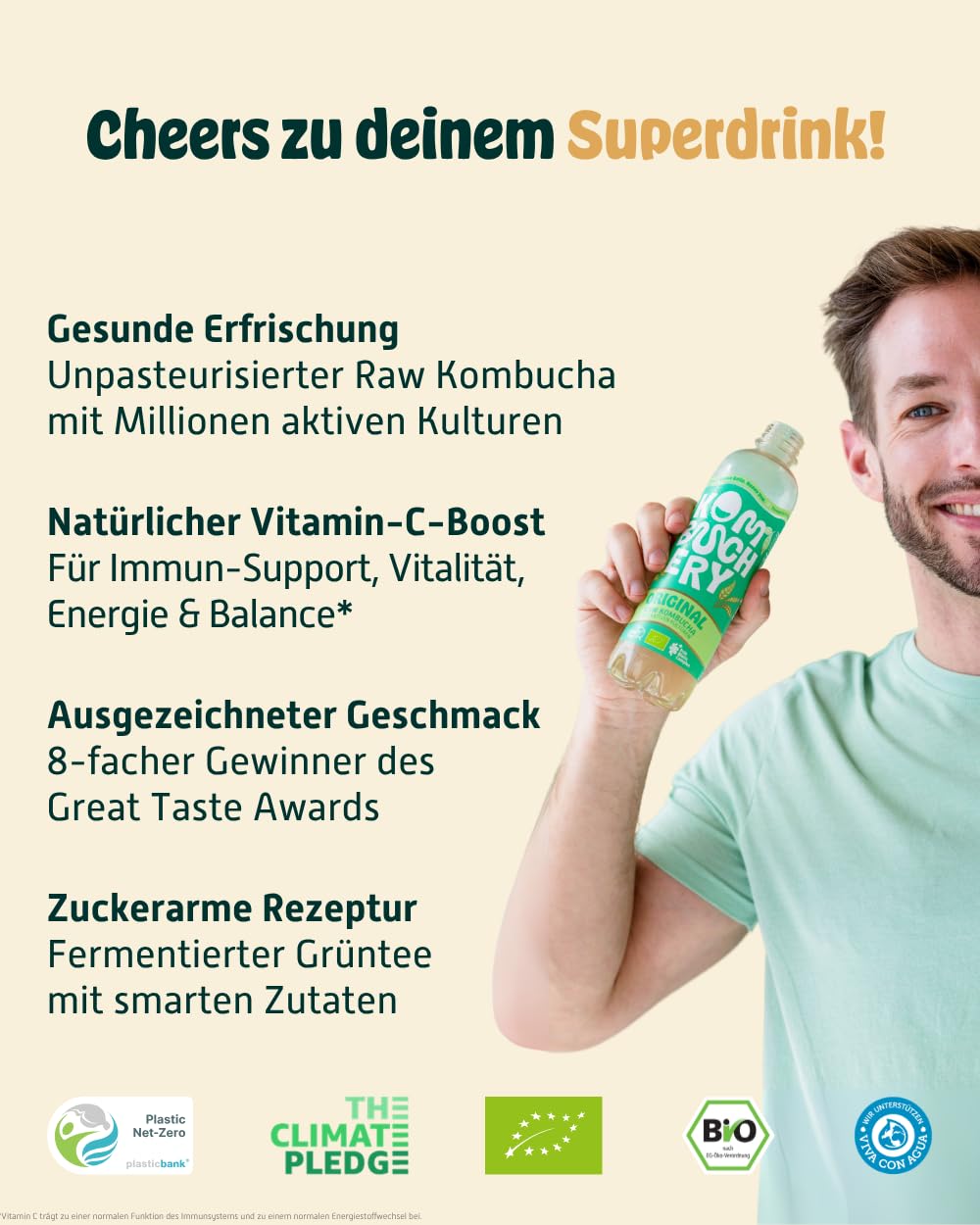 KOMBUCHERY® Balance Bundle | Raw Kombucha BIO | 12 x 400ml | Fermentierter Tee mit aktiven Darm-Kulturen | Zuckerarm & Kalorienarm | Unpasteurisiert, PrioBiotic, Vegan, Testsieger | inkl. 3€ PFAND