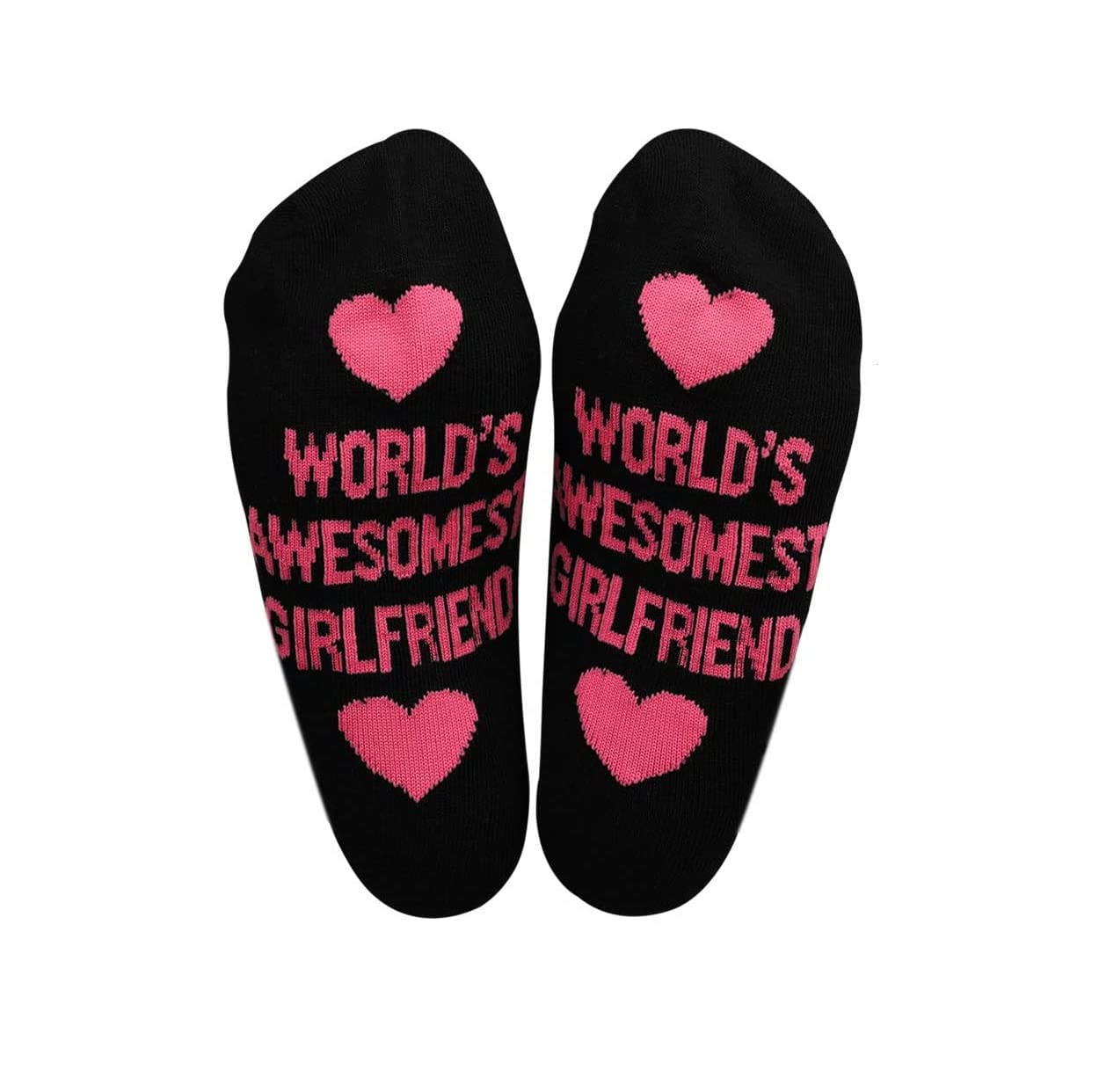 the purple tree World's Awesomest Girlfriend Socks (1 pair, Black Pink) Best Gift For Girlfriend, black socks, women socks, gift for women-picture-33