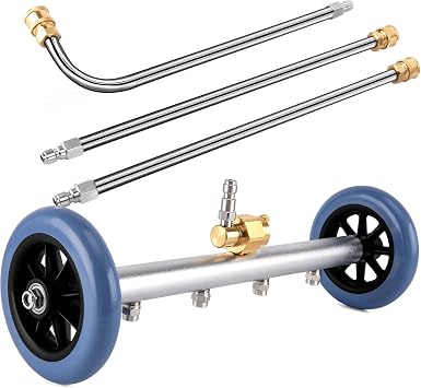 2-in-1 Undercarriage Pressure Washer Attachment 4000 PSI Broom, 16" 3 Extension Wands & Rust Prevention