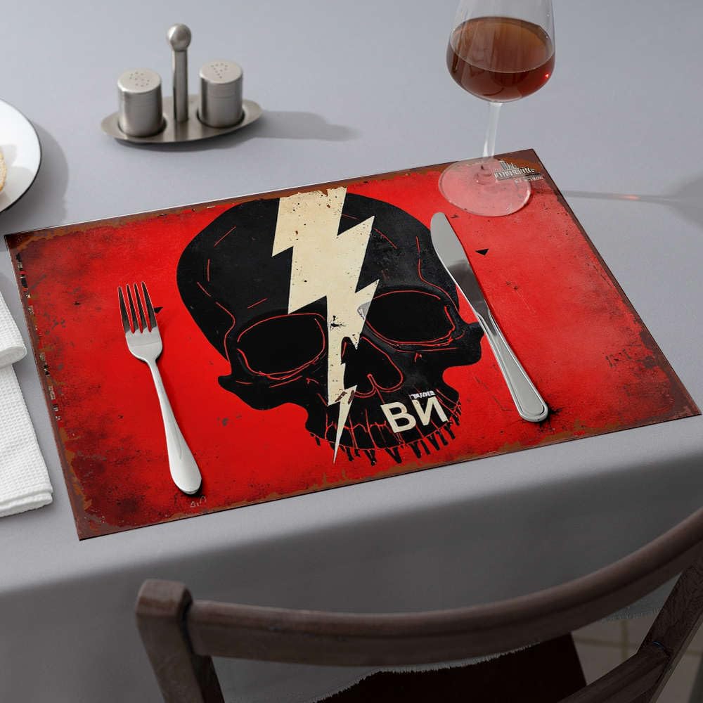 Lot de 6 sets de table lavables motif tête de mort rouge pour décoration d'été