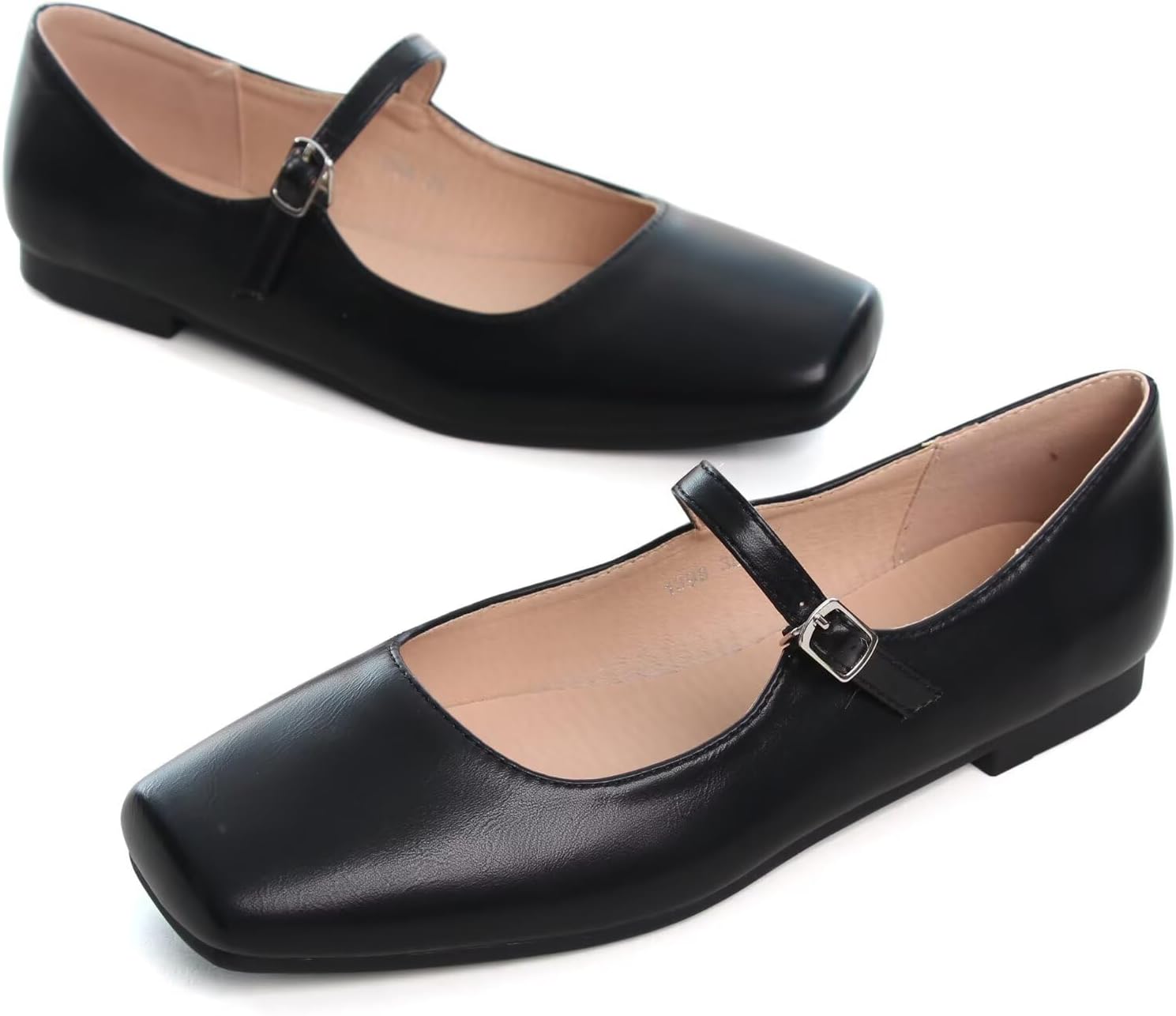TN TANGNEST Leather Flats for Women Comfortable Square Toe Slip On Flats Soft Work Flats Retro Mary Jane Flats - Image 7