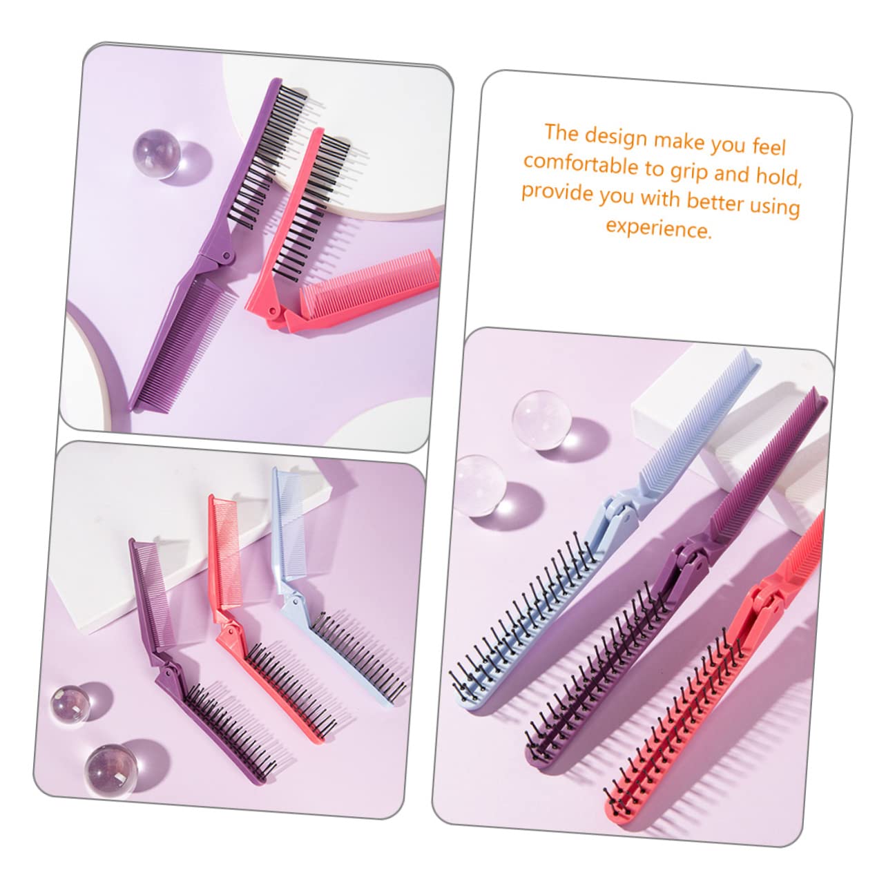 FRCOLOR 18 Pollici pettine pieghevole mini pettine pettini portatile portatili spazzola per tascabile per barba duplice scopo spazzola per la pulizia viaggiare addominali