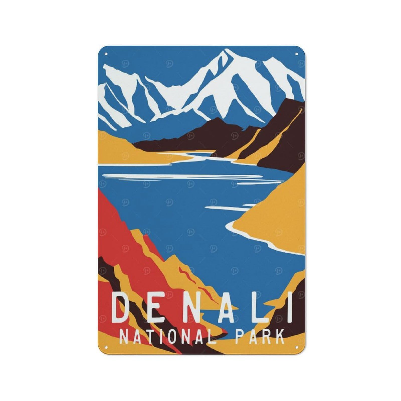 Junmoney Style-10 Denali National Park Print Vintage Tin Wall Plaque 30X20cm For Hobby Room Or Studio, A Decorative Metal Sign For Hobby Rooms And Studios