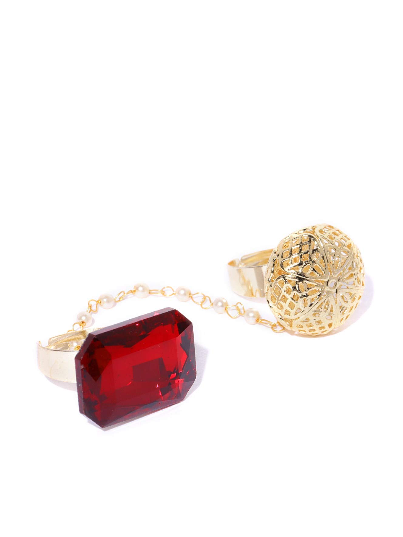 See full amazon price history chart for Priyaasi Statement Red Stone Dual-Finger Ring for Women | Solitaire Floral Design | Linked with Pearl Chain | Cocktail Ring for Party, Reception, Birthday | Gold-Plated | Brass Metal | Adjustable Priyaasi Statement Red Stone Dual-Finger Ring for Women | Solitaire Floral Design | Linked with Pearl Chain | Cocktail Ring for Party, Reception, Birthday | Gold-Plated | Brass Metal | Adjustable (B07ZF5NS9J) Amazon Price History, Amazon Price Tracker