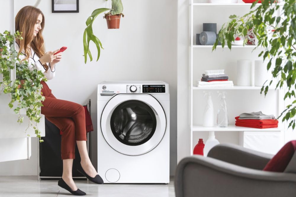 Hoover H-WASH 500 Lavatrice 8 Kg, Libera Installazione, 1400 Giri, Controllo App hOn, Motore Inverter, AxLxP (85 x 60 x 53 cm), Bianca - HW 48AMC/1-S [Classe di efficienza energetica A]