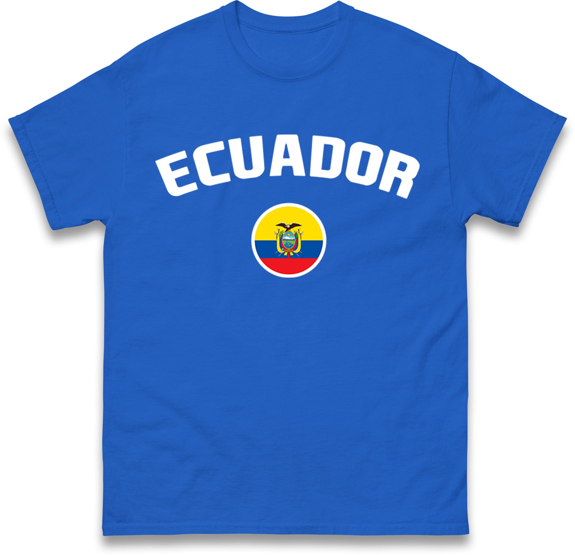 Ecuador Football T Shirt. Personalised Ecuador Football T-Shirt, Custom Name and Number Tee Royal Blue