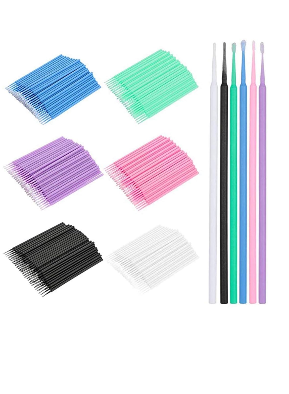 ELECDON 600 Pcs Micro Applicator Brushes Disposable Applicators Micro Mascara Brushes for Eyelash Extension, 6 Color