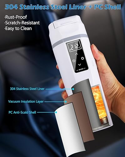 Miniatura 5 de Hervidor eléctrico de viaje para automóvil, hervidor de té eléctrico portátil, calentador de agua de temperatura libremente ajustable, hervidor de