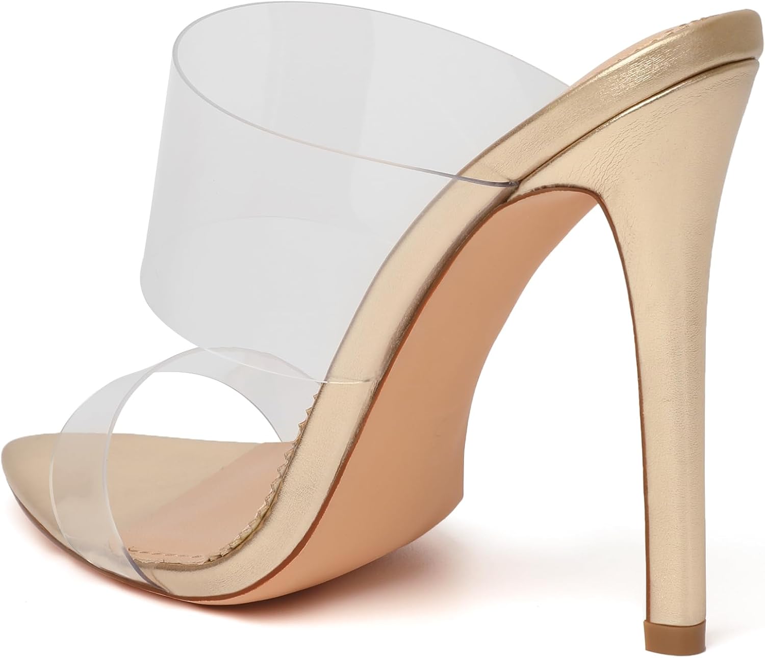 vivianly Clear Pointed Toe Heels Sandals Transparent Strap Stiletto High Heels Slip on Mules for Women - Image 5