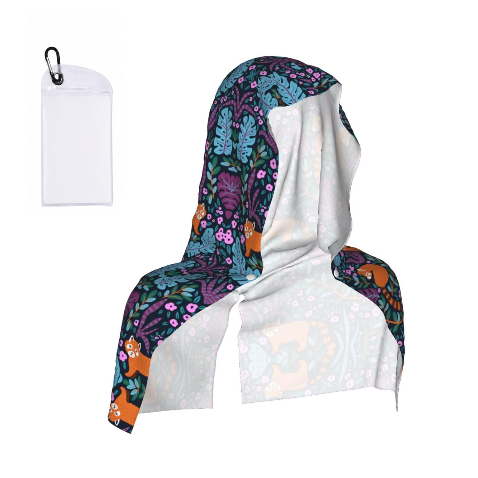 SATUSA Cat Print Print Cooling Hoodie Towel, Cooling Towels For Neck And Face, Quick Drying Absorbent Cooling Head Towel Beach Camping Gym Construction(2pcs)