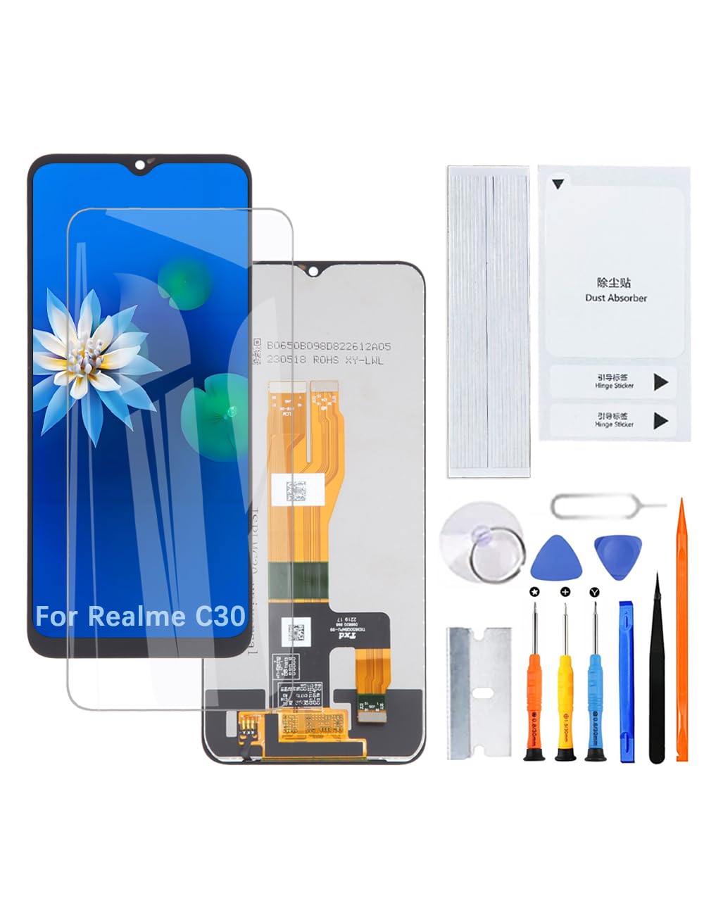H&LYCYJ Schermo di ricambio per schermo LCD Realme C30 RMX3581 RMX3623 con kit