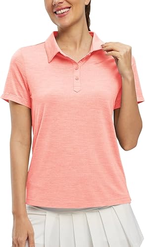 TBMPOY Polo de golf para mujer, manga corta, UPF 50+, ajuste seco, atlético, camiseta deportiva con cremallera