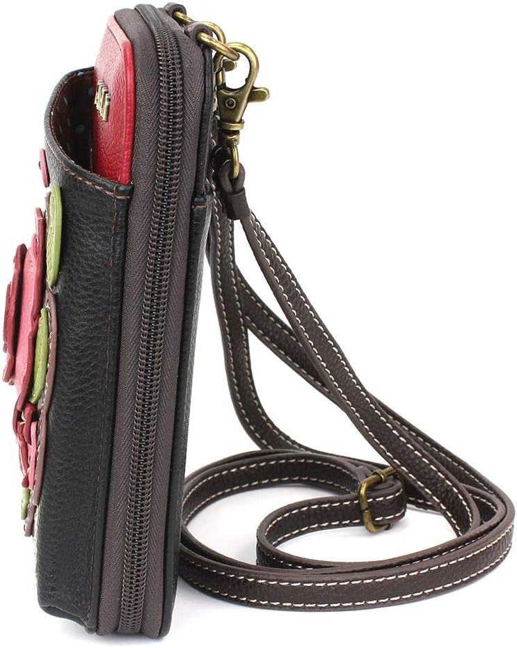 Chala Group Chala Handbags Red Rose Wallet Crossbody Handbag, Convertable Strap, 5.25 inchw x 7.5 inchh x 1.5 inchd, Burgundy