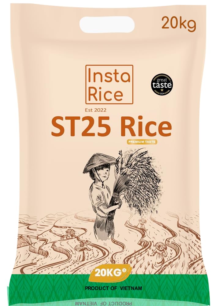 Insta RicePremium ST25 Rice – Fragrant Rice – Sticky Rice from Vietnam - Versatile Use – Aromatic Rice – 20 kg