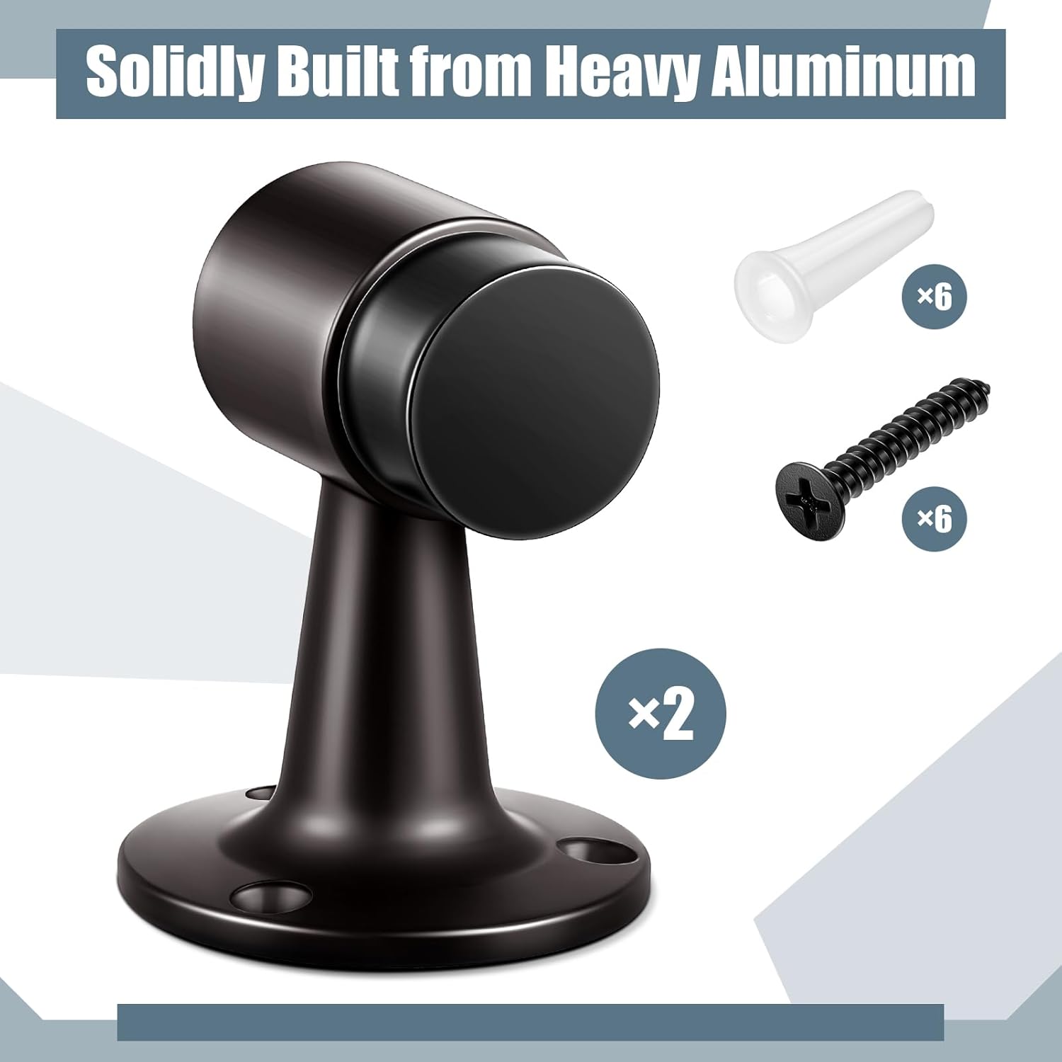 Yaocom 2 Pack Heavy Duty Floor Mounted Door Stop 3 in Aluminum Commercial Grade Door Stopper with Rubber Bumper & Stainless Steel Screws (Oil Rubbed Bronze)