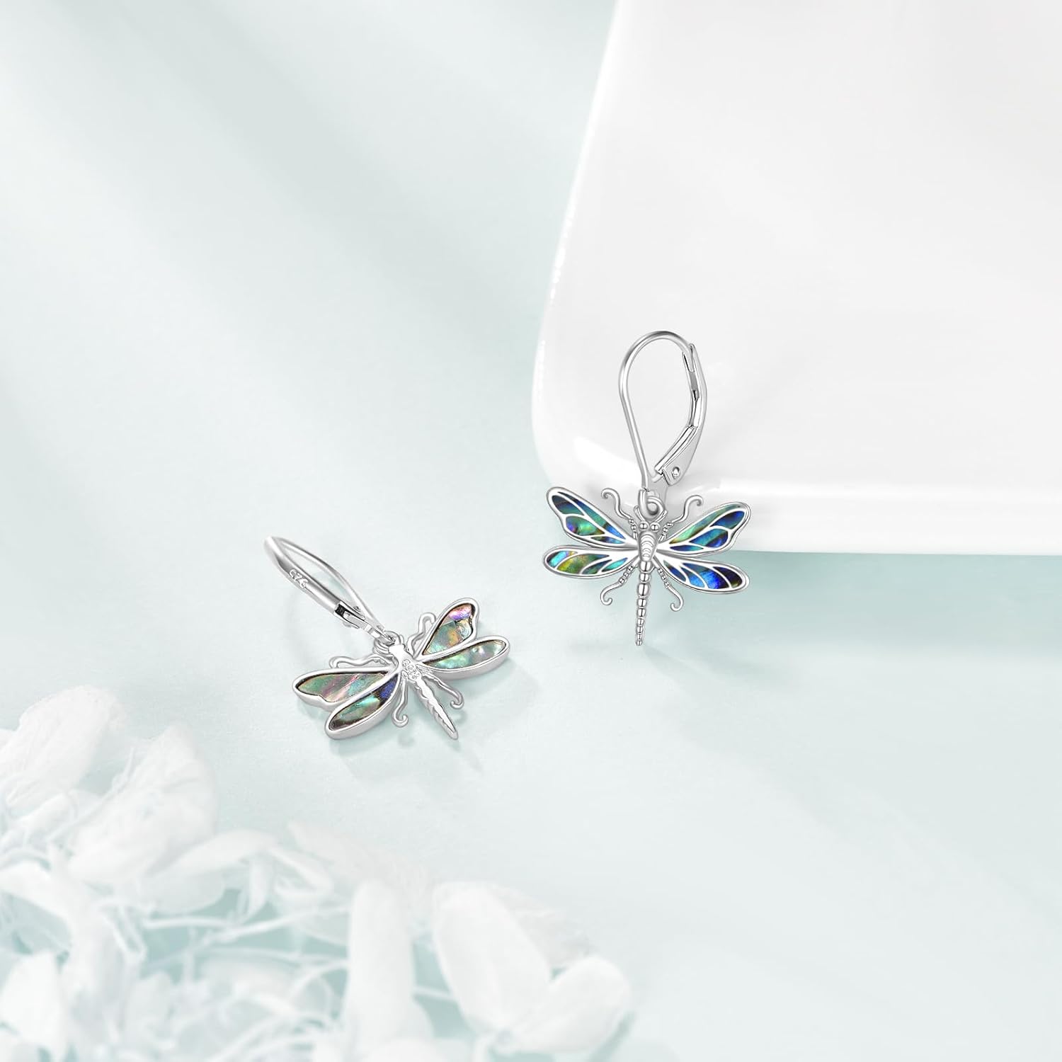 Dragonfly Earrings for Women Sterling Silver Abalone Dangle Earrings Jewelry Gifts for Women - Image 6