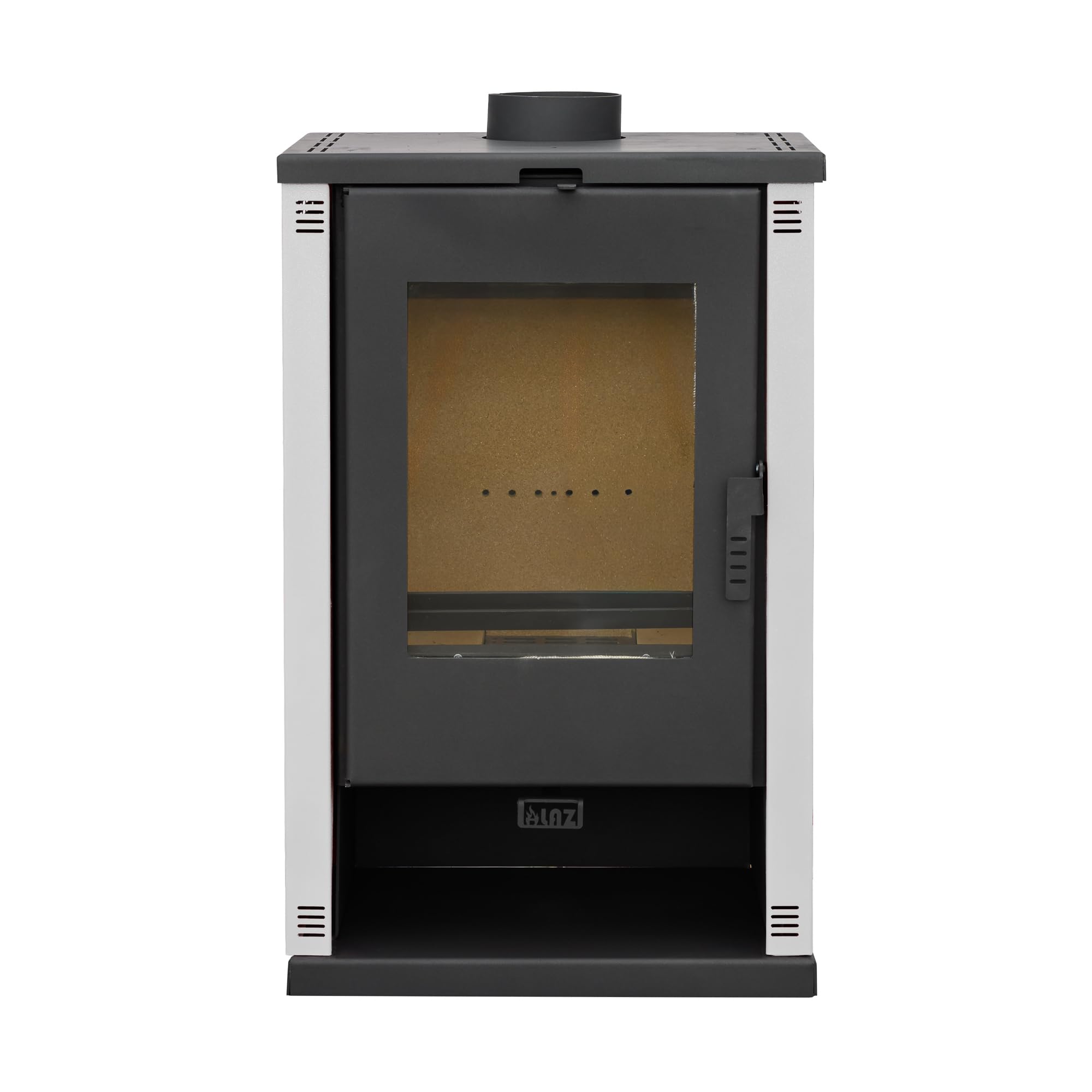ALAZ K9-MAX Kaminofen 9 kW Weiß Holzofen Schamott-Brennkammer großes Sichtfenster Holzscheite bis 50 cm Energieeffizienzklasse A+