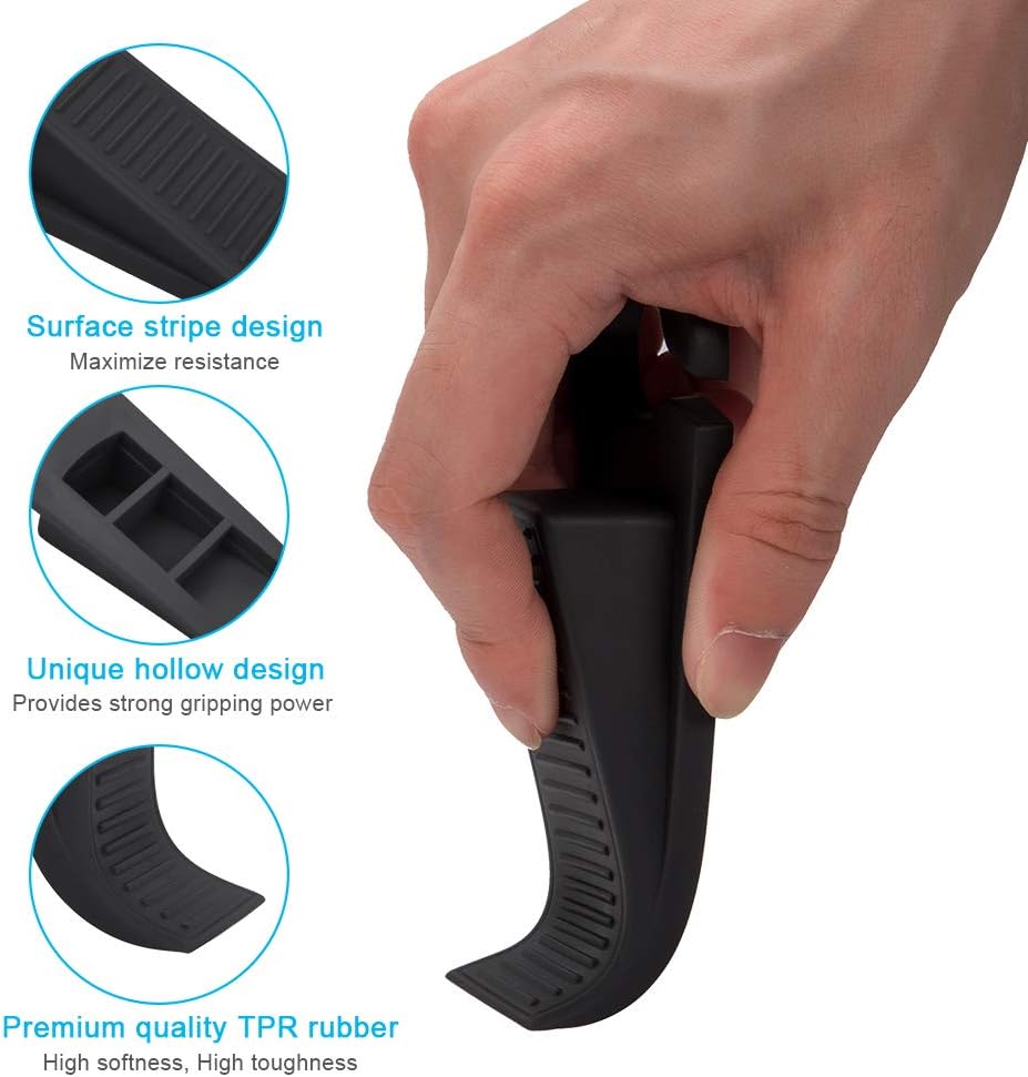 Ozland Rubber Hook Type Door Stopper, Door Stop Works on All Floor Surfaces, Control The Size of The Door Gaps and Prevent The Lock-Outs, 2 Pack (Black)