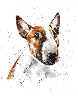 English Bull Perfection - Print Watercolour,Bull Terrier art, sighthound print, Bull Terrier art print, Bull Terrier wall decor