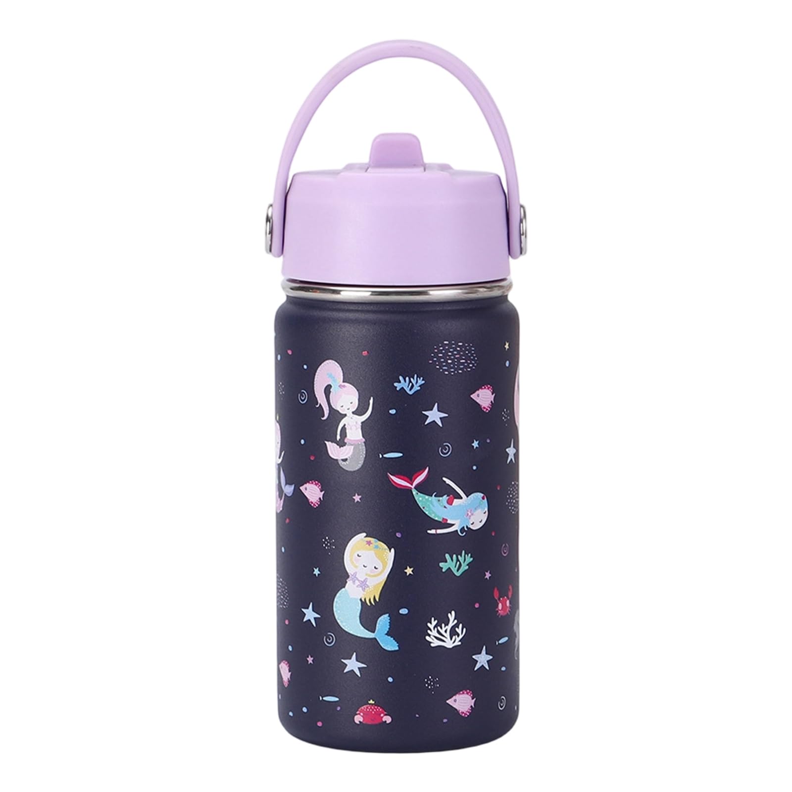 Tsophreniq Mouth Thermal Stainless Steel Water Cup Cartoon Handle Straw Tumblers Water Bottle for Outdoors Insulated Cartoon Handle Straw Cup