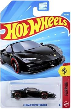 Hot Wheels Ferrari SF90 Stradale Die-Cast Car, 164 Scale, Black and Red, #41/250
