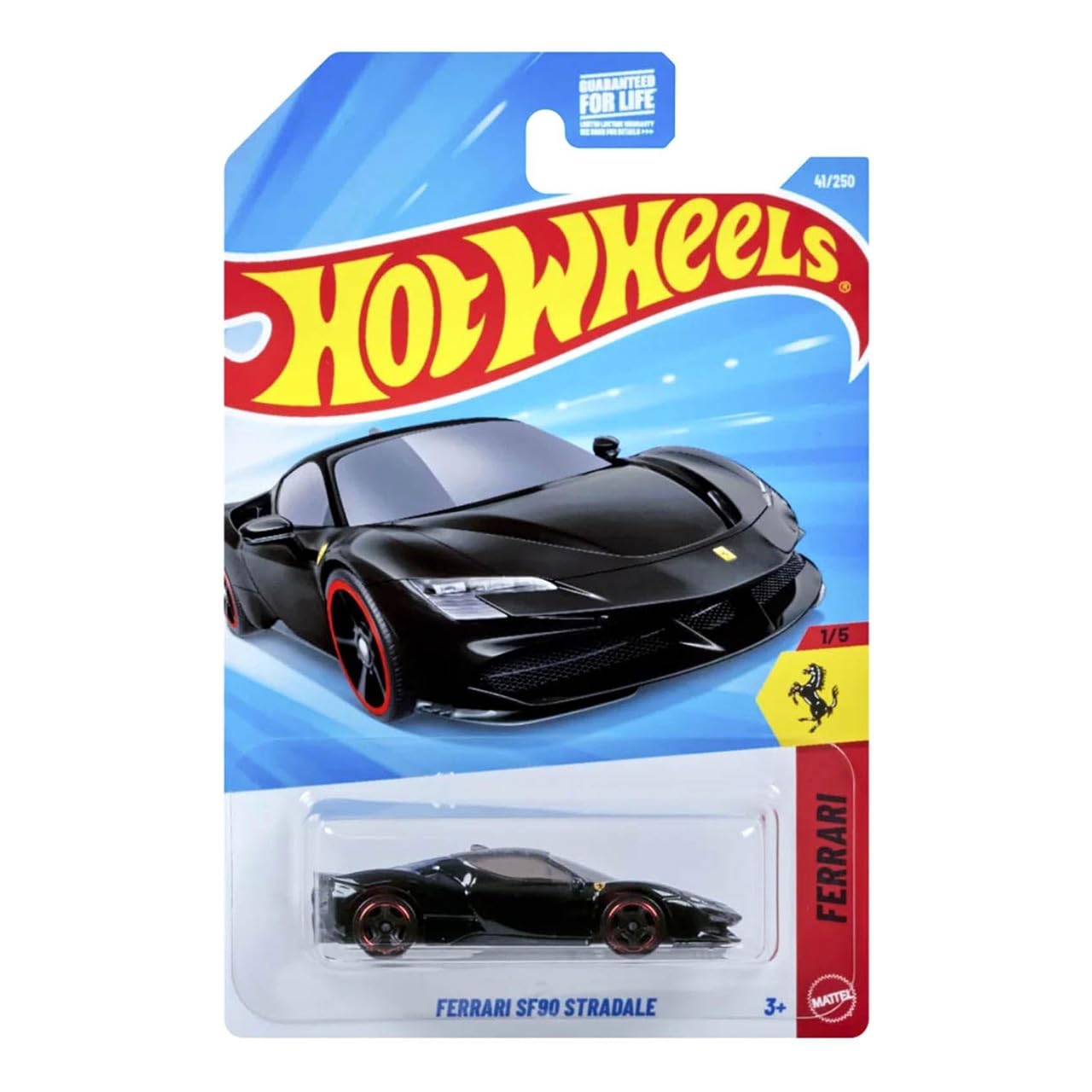 Ferrari SF90 Stradale Die-Cast Car, 1:64 Scale, Black and Red, #41/250