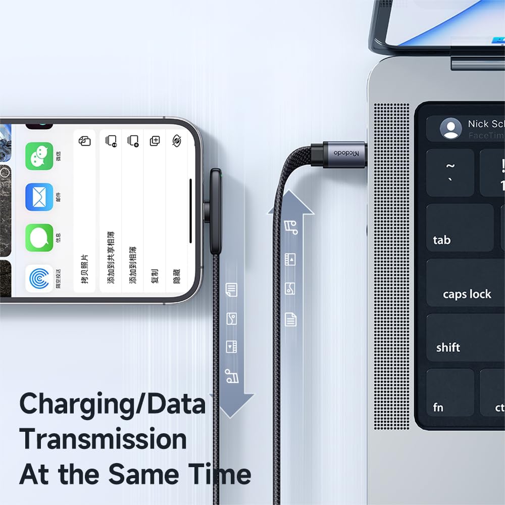 mcdodo Câble USB C vers Lightning 36 W pour iPhone - Câble de charge USB C court à 90° - En nylon C - Pour iPhone 14, 13, 12, 11, XS, XS Max, XR, X, 8, 8Plus, 7, 7Plus, 6s, 6s Plus, 6, 6 Plus, iPad
