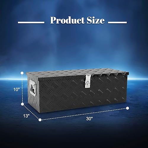 Miniatura 9 de Caja de herramientas de aluminio negro de 49 x 15 x 15 pulgadas con cerradura y llaves, caja de herramientas de 5 barras de banda de rodadura, caja