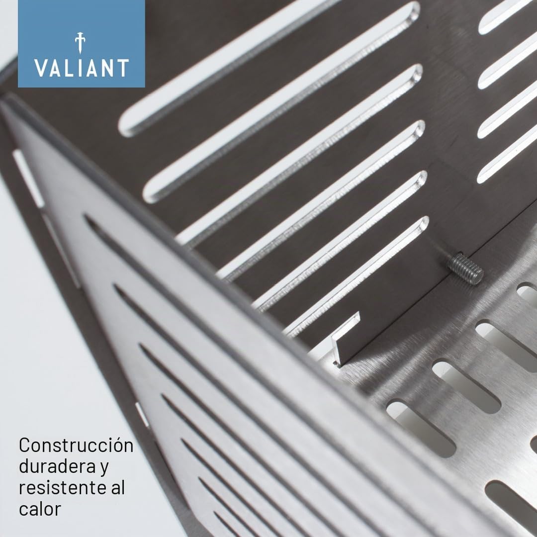 Valiant - Cesta para Quemador de pellets para Estufas de leña y chimeneas | Construcción de Acero Inoxidable Grueso | Diseño ventilado para una combustión Uniforme | Capacidad de 3 kg | Tiempo de