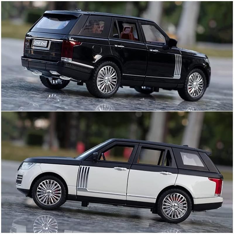 Image of Kids Model 1:24 Refender Die Cast Metal Car Pull Back Action Opening Doors with Realistic Engine Sound Lights Toy Car Gift for Boys - Black