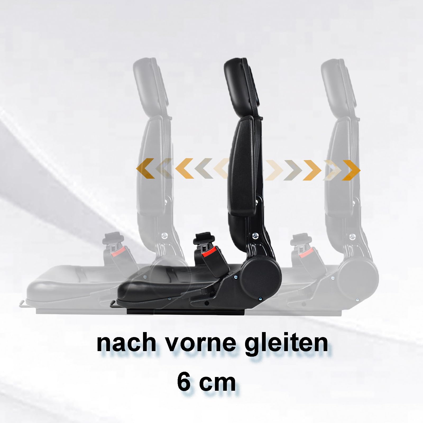 Universal Gabelstapler-Sitz mit verstellbare Rückenlehne 180°, wasserdichter PVC-Mähersitz mit Kopfstütze, Armlehnen, Sicherheitsgurt, für Traktor Bagger, Gabelstapler