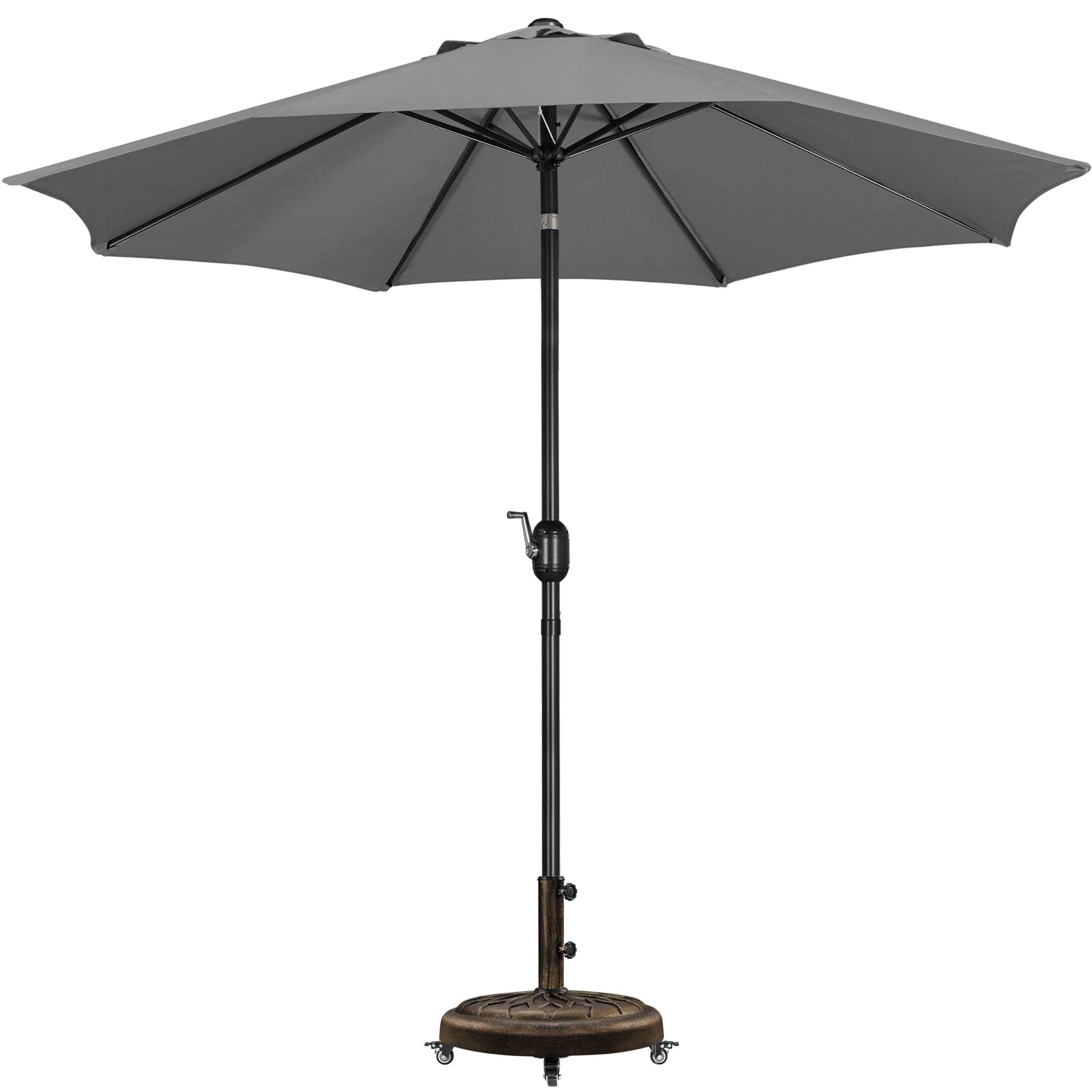 Yaheetech Sonnenschirm mit 24,7 kg Schirmständer auf Rollen Sonnenschirm Balkon mit ø50,6 cm Ständer Sonnenschirm-Set Balkonschirm mit Kurbel Gartenschirm