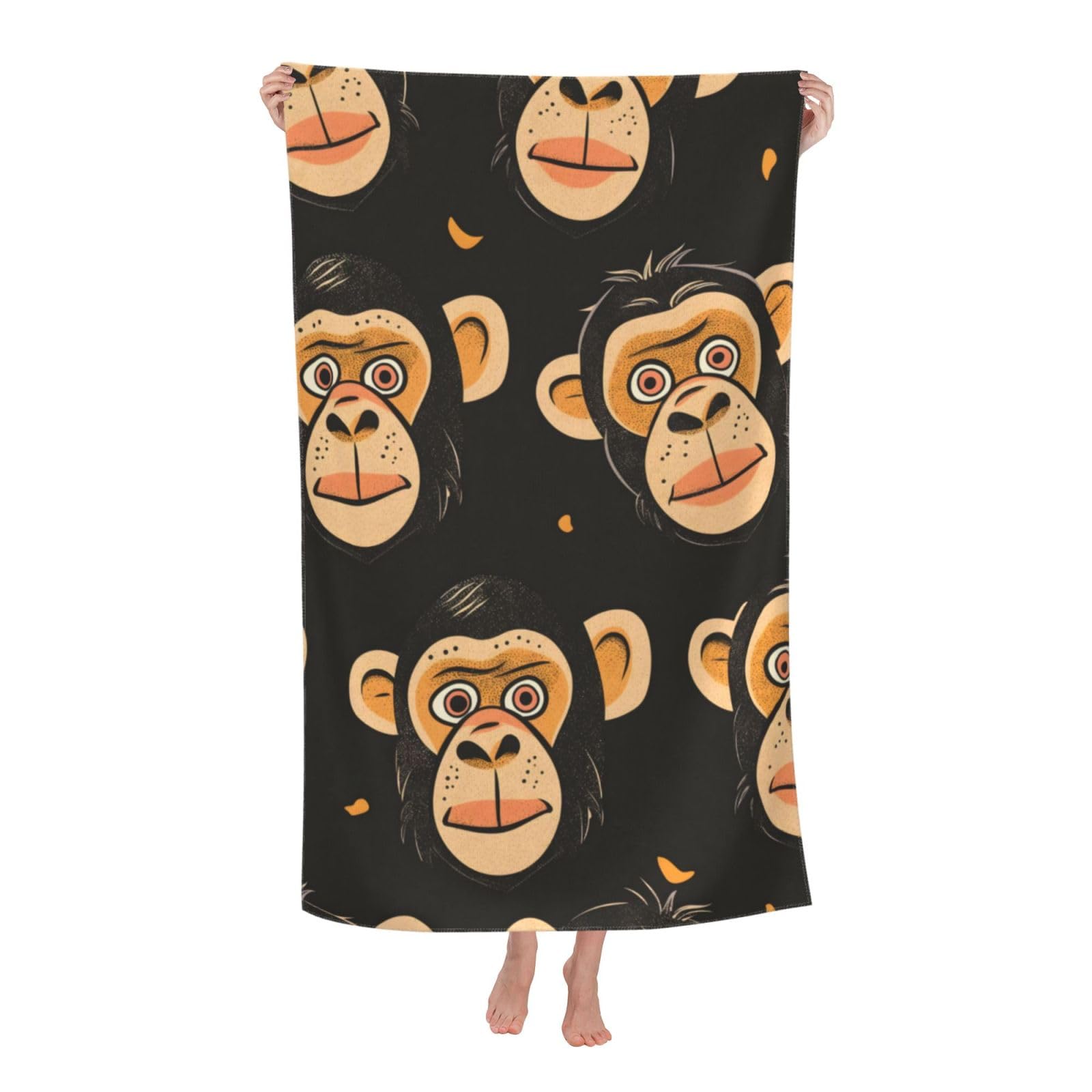 HLBSDM Monkey Beach Towel 31inx51in Animal Sand Free Microfiber Bath Towel Ultra Soft Quick Dry Pool Towel Absorbent Towel Lightweight Towel for Swimming Bathroom Decor