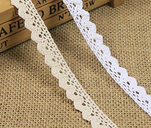10 Yards 1/2 Inch Wide Cotton Lace Trim DIY Craft Delicate Ribbon Scallop Edge for Scrapbooking Gift Package Crocheted Lace Trim Craft Ribbon White