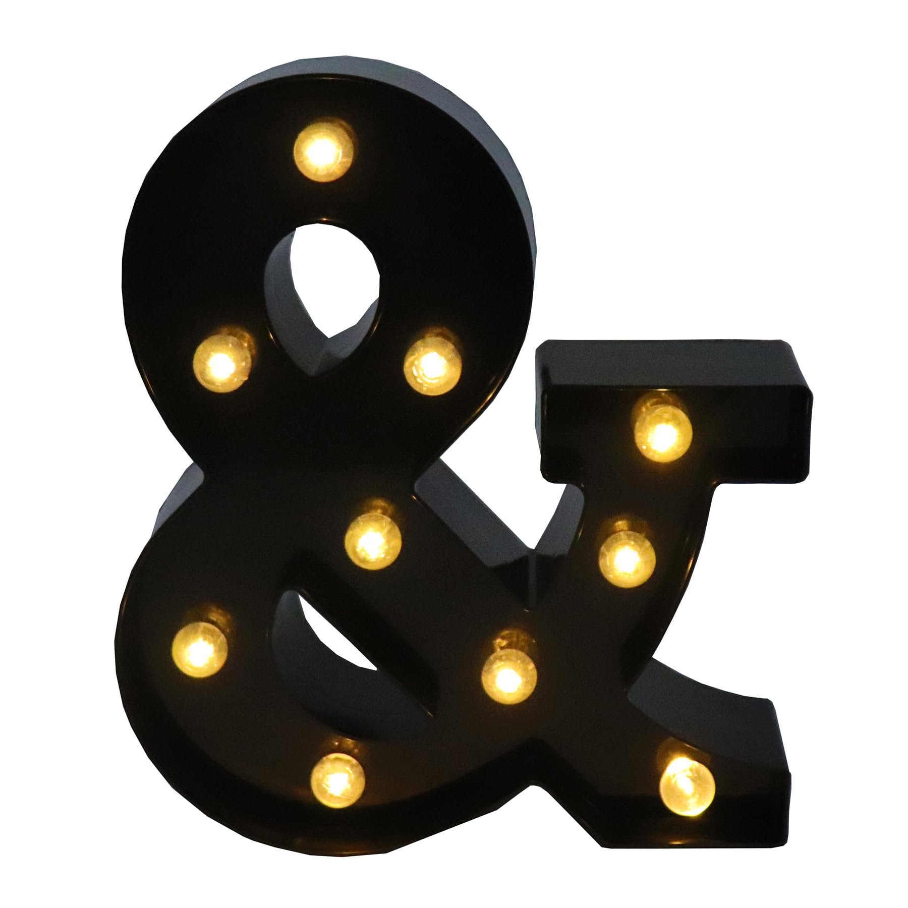 LED Ampersand Symbol Marquee Letter Lights Alphabet Light Up Sign, Night Light for Home Party Wedding Bar Christmas Decoration Black &