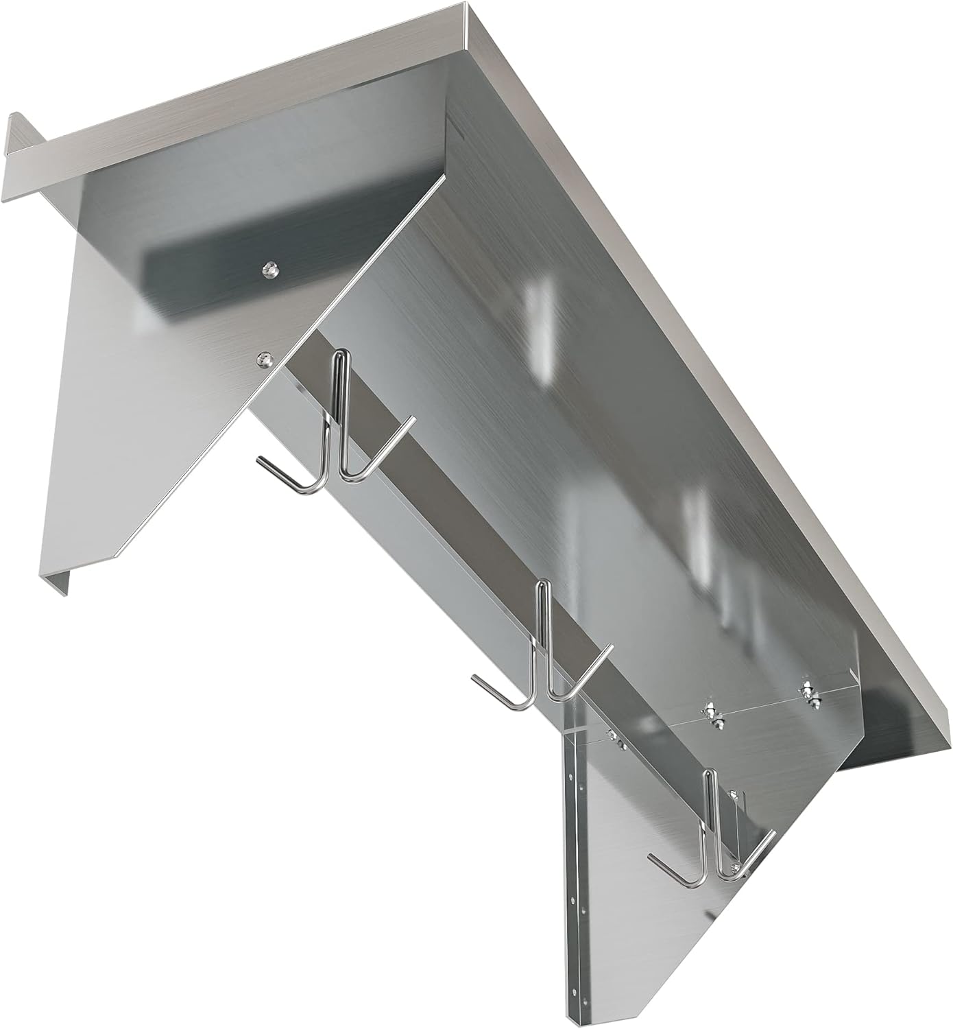 KoolMore 36” Commercial Wall Mounted Pot Rack Organizer Shelf with 3 Removable Storage Hooks for Pots and Pans, Stainless-Steel Storage Holder (WMPS-1236), 12" X 36"