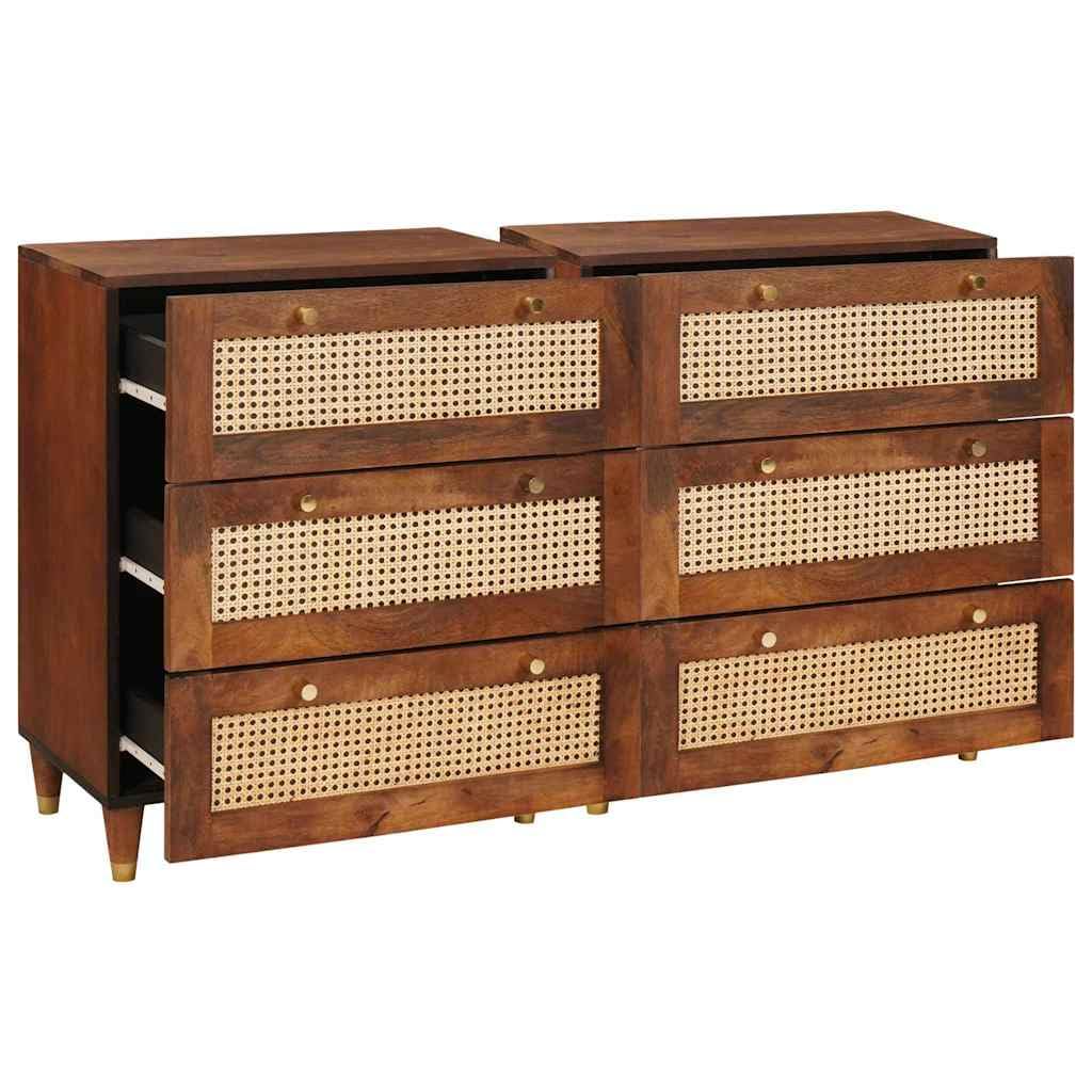 vidaXL Zestaw Komód 2 pcs Brązowy 60 x 33,5 x 75 cm Drewno z mango, Współczesna szafka boczna, z drewna mango, funkcjonalny mebel, prostokątny akcent do salonu, trwała konstrukcja