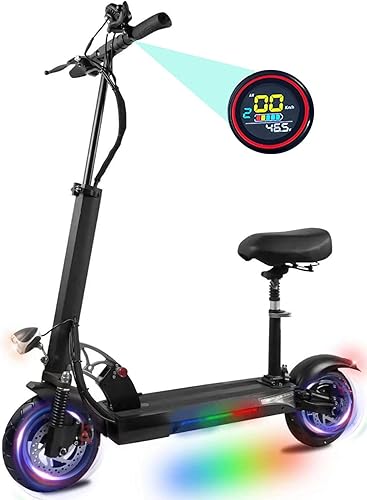 Scooter eléctrico para adultos, motor de 800 W de hasta 30 millas por hora y 31 millas de batería de 48 V, neumáticos de 10 pulgadas, freno de disco