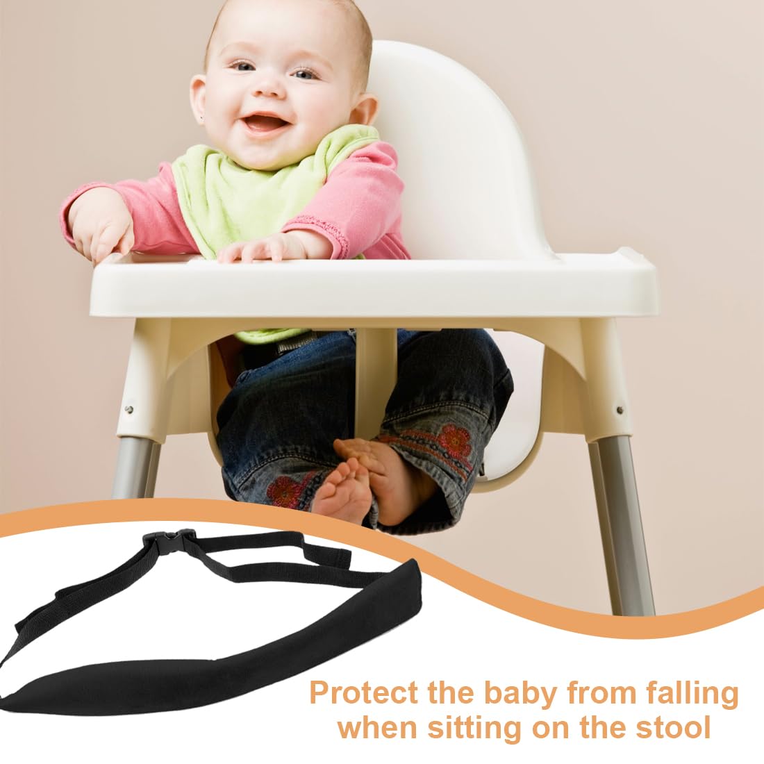 GXGM 1 Pezzi Cinture Seggiolone Pappa Universale, Cinturino Sicurezza Bambini, Cinghia Passeggino,Adatto Per Sdraietta Neonati, Sedie E Carrelli Per Stokke Tripp Trapp(Nero)