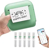 Mini Impressora Térmica Portátil Bluetooth, Verde, com USB, Sem Fio, 10 Bobinas Inclusas