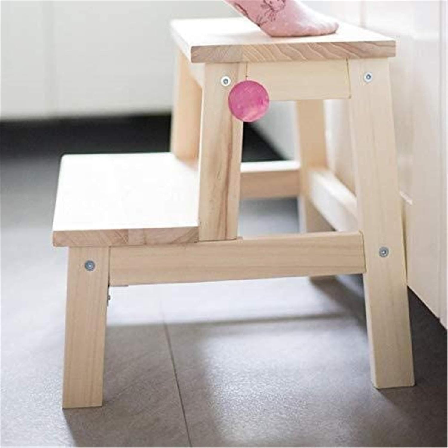 Portable Step Stool Double Foot Step Stool-Kitchen Wood Ladders Adults Kids Indoor Portable Flower Rack/Shoe Bench/Storage Shelf,39.5 * 35 * 35Cm