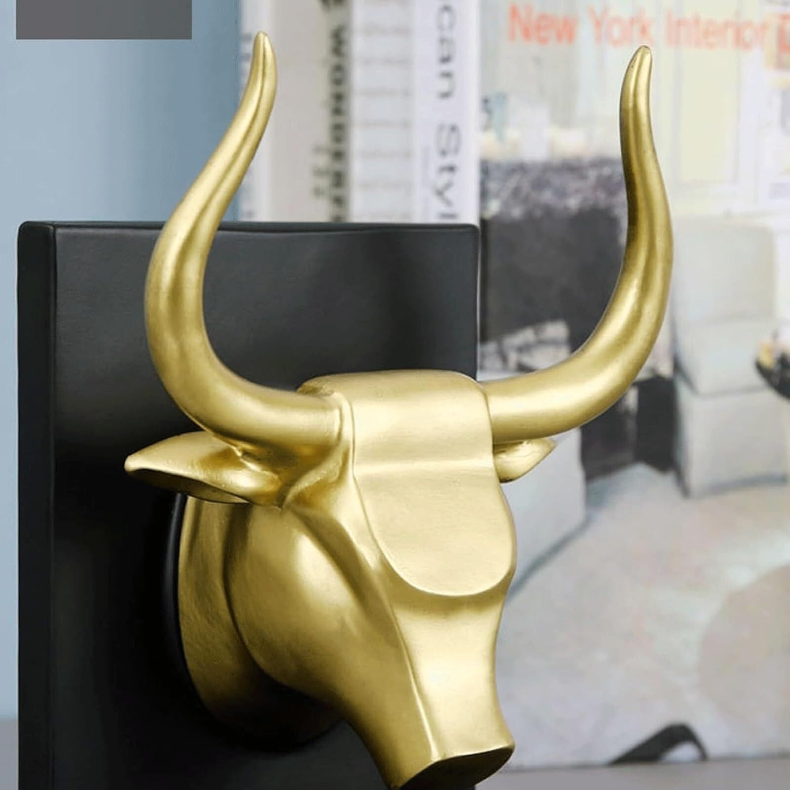 Decorazioni da scrivania Fermalibri resistenti in stile country americano con testa di toro, for scaffali, eleganti Sculture e accessori decorativi