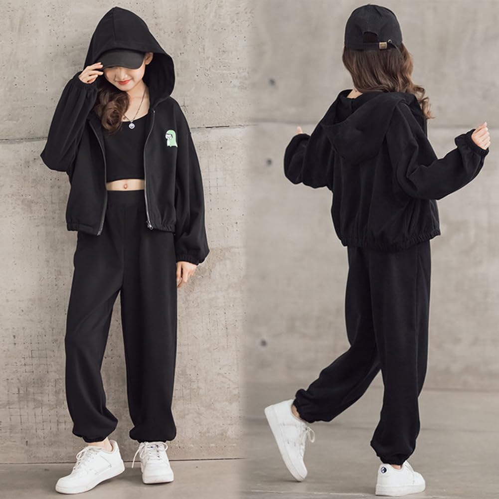 Felpa Pantaloni Sweatshirt Jogging Suit Ragazza Tuta Sportiva Bambina 3 Pezzi Ragazza Elegante Completo