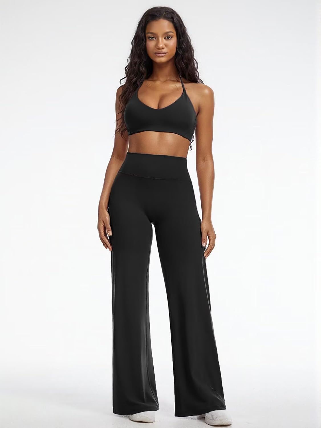 Flamingals Straight Leggings for Women High Waisted No Front Seam Hidden Scrunch Workout Gym Pants 32" Wide Leg Yoga Pants - Image 5