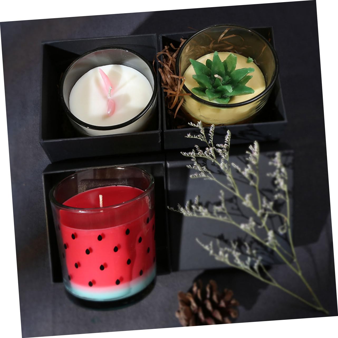 Amosfun Fruchtformige Duftkerze ohne Rauch für Zuhause Handgefertigt mit Natürlichem Ätherischem Öl Wassermelonen-stil Praktischer Haushaltsartikel für Aromatherapie